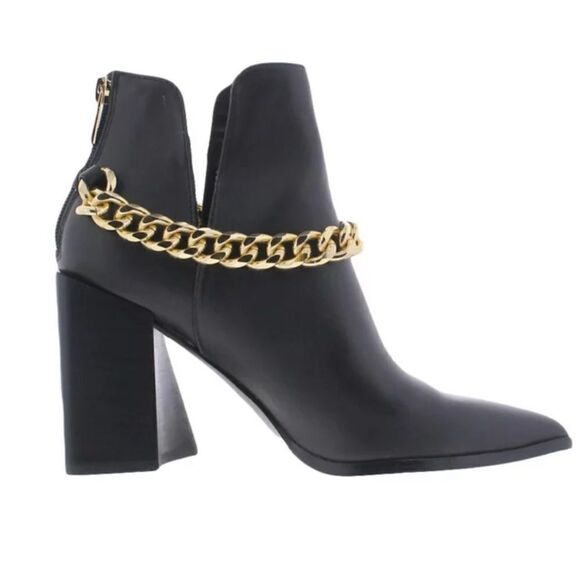Steve Madden Tranquil Ankle Boots with Gold Chain Accent‎ Size 10 NWOB - Picture 1 of 9